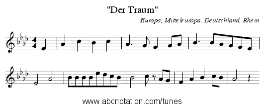 Der Traum - staff notation