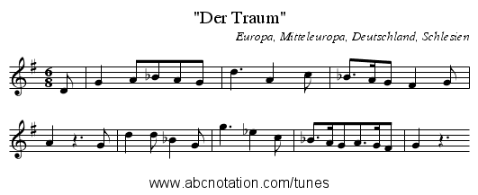 Der Traum - staff notation