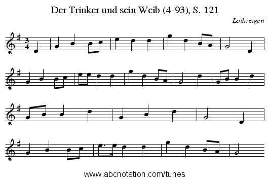 Der Trinker und sein Weib (4-93), S. 121 - staff notation