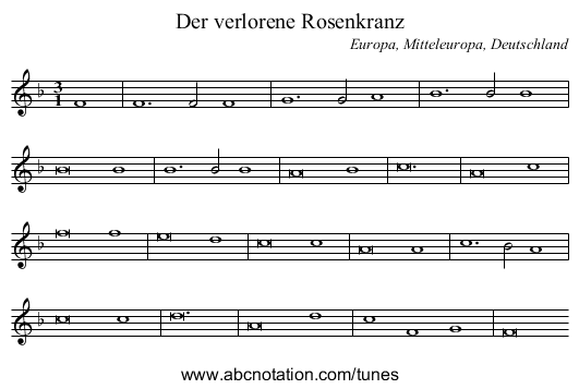 Der verlorene Rosenkranz - staff notation