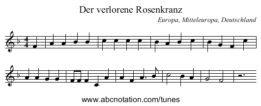 Der verlorene Rosenkranz - staff notation