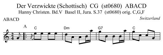 Der Verzwickte (Schottisch)  CG  (st0680)  ABACD - staff notation