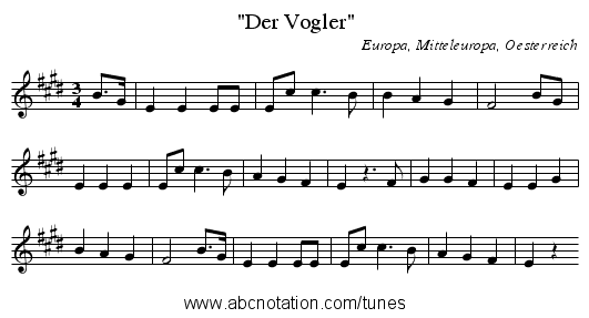 Der Vogler - staff notation