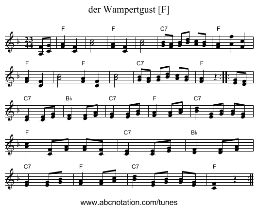 der Wampertgust [F] - staff notation