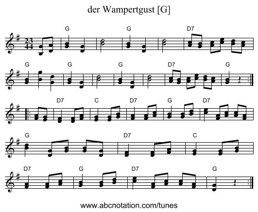 der Wampertgust [G] - staff notation