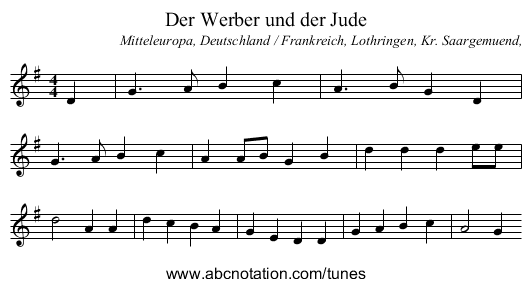 Der Werber und der Jude - staff notation