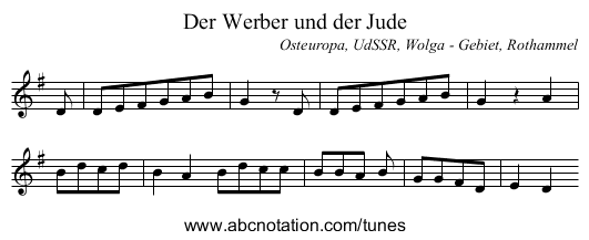Der Werber und der Jude - staff notation