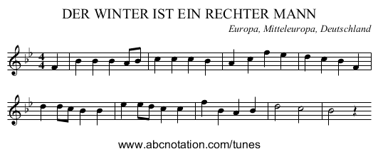 DER WINTER IST EIN RECHTER MANN - staff notation