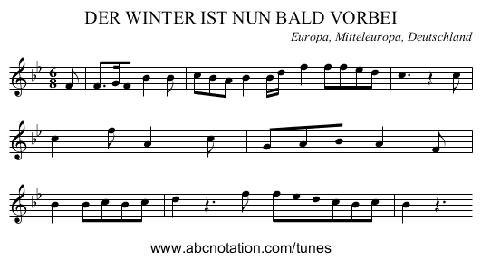 DER WINTER IST NUN BALD VORBEI - staff notation