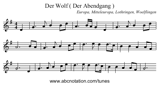 Der Wolf ( Der Abendgang ) - staff notation