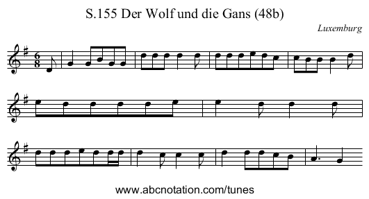 Der Wolf und die Gans (48b), S.155 - staff notation