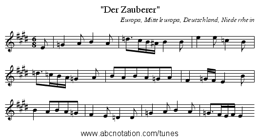 Der Zauberer - staff notation