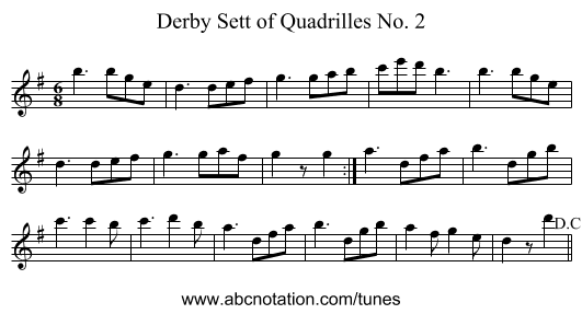 Derby Sett of Quadrilles No. 2 - staff notation