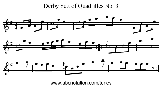 Derby Sett of Quadrilles No. 3 - staff notation