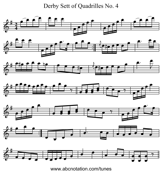 Derby Sett of Quadrilles No. 4 - staff notation