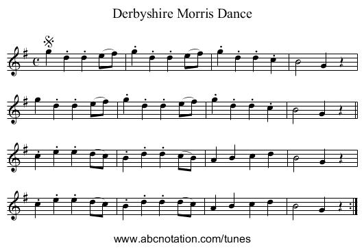 Derbyshire Morris Dance - staff notation