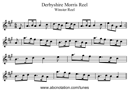 Derbyshire Morris Reel - staff notation