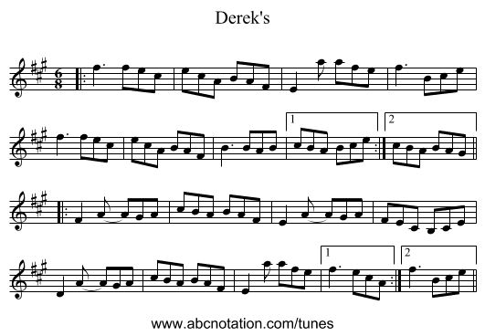 Derek's - staff notation
