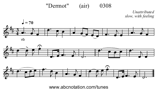 Dermot       (air)       0308 - staff notation