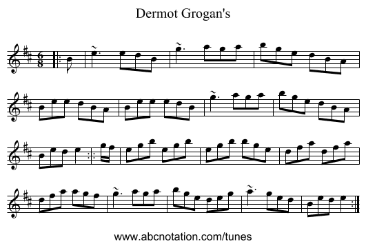 Dermot Grogan's - staff notation