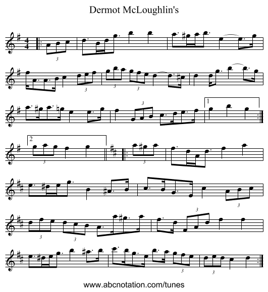 Dermot McLoughlin's - staff notation