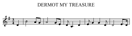 DERMOT MY TREASURE - staff notation