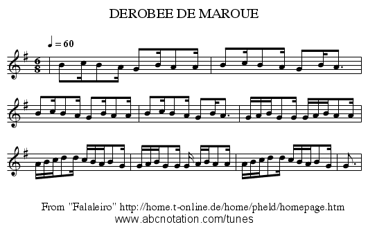 DEROBEE DE MAROUE - staff notation