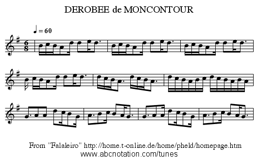 DEROBEE de MONCONTOUR - staff notation