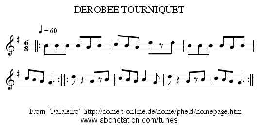 DEROBEE TOURNIQUET - staff notation