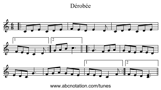 Dérobée - staff notation