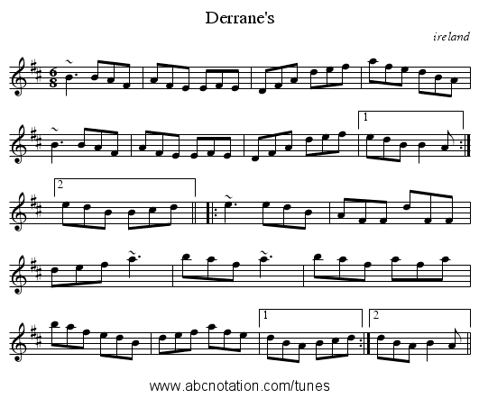 Derrane's - staff notation
