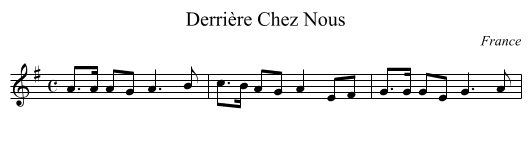 Derrière Chez Nous - staff notation