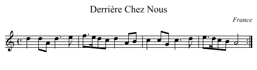 Derrière Chez Nous - staff notation