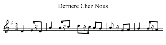 Derriere Chez Nous - staff notation