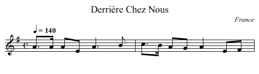 Derrière Chez Nous - staff notation