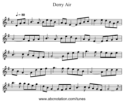 Derry Air - staff notation