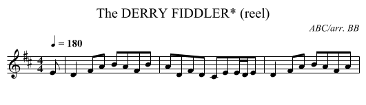 DERRY FIDDLER* (reel), The - staff notation