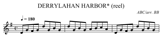 DERRYLAHAN HARBOR* (reel) - staff notation