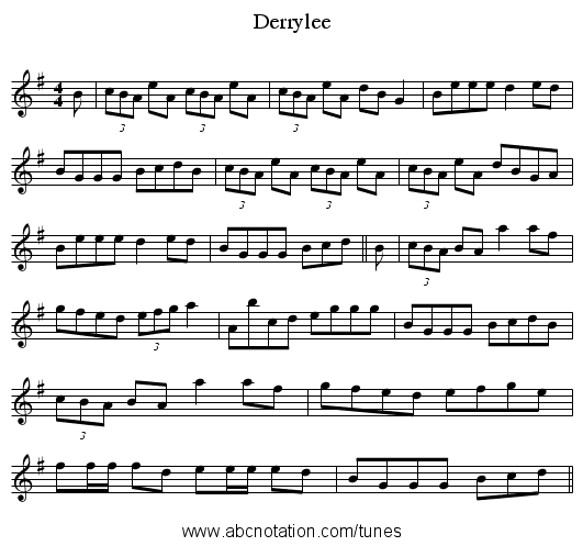 Derrylee - staff notation