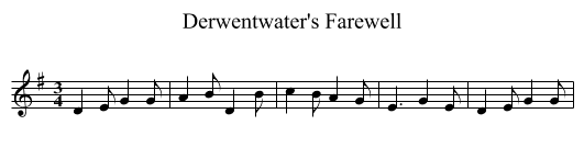 Derwentwater's Farewell - staff notation