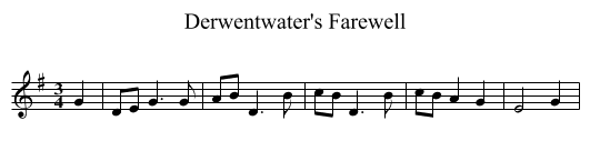 Derwentwater's Farewell - staff notation
