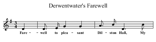 Derwentwater's Farewell - staff notation