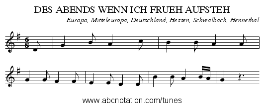 DES ABENDS WENN ICH FRUEH AUFSTEH - staff notation