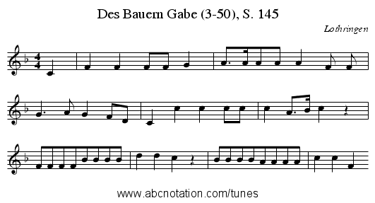 Des Bauern Gabe (3-50), S. 145 - staff notation