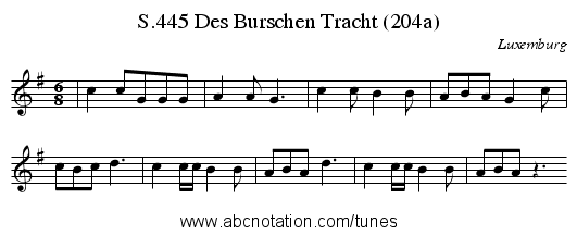 Des Burschen Tracht (204a), S.445 - staff notation
