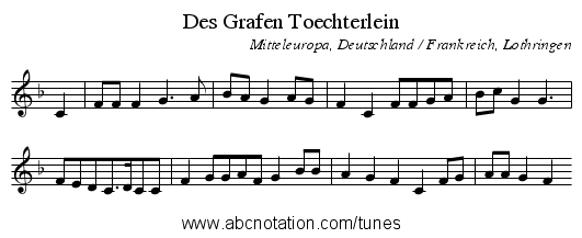 Des Grafen Toechterlein - staff notation
