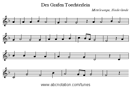 Des Grafen Toechterlein - staff notation
