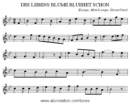 DES LEBENS BLUME BLUEHET SCHON - staff notation