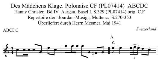 Des Mädchens Klage. Polonaise CF (PL07414)  ABCDC - staff notation