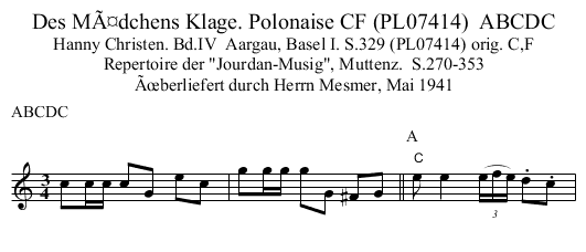 Des MÃ¤dchens Klage. Polonaise CF (PL07414)  ABCDC - staff notation